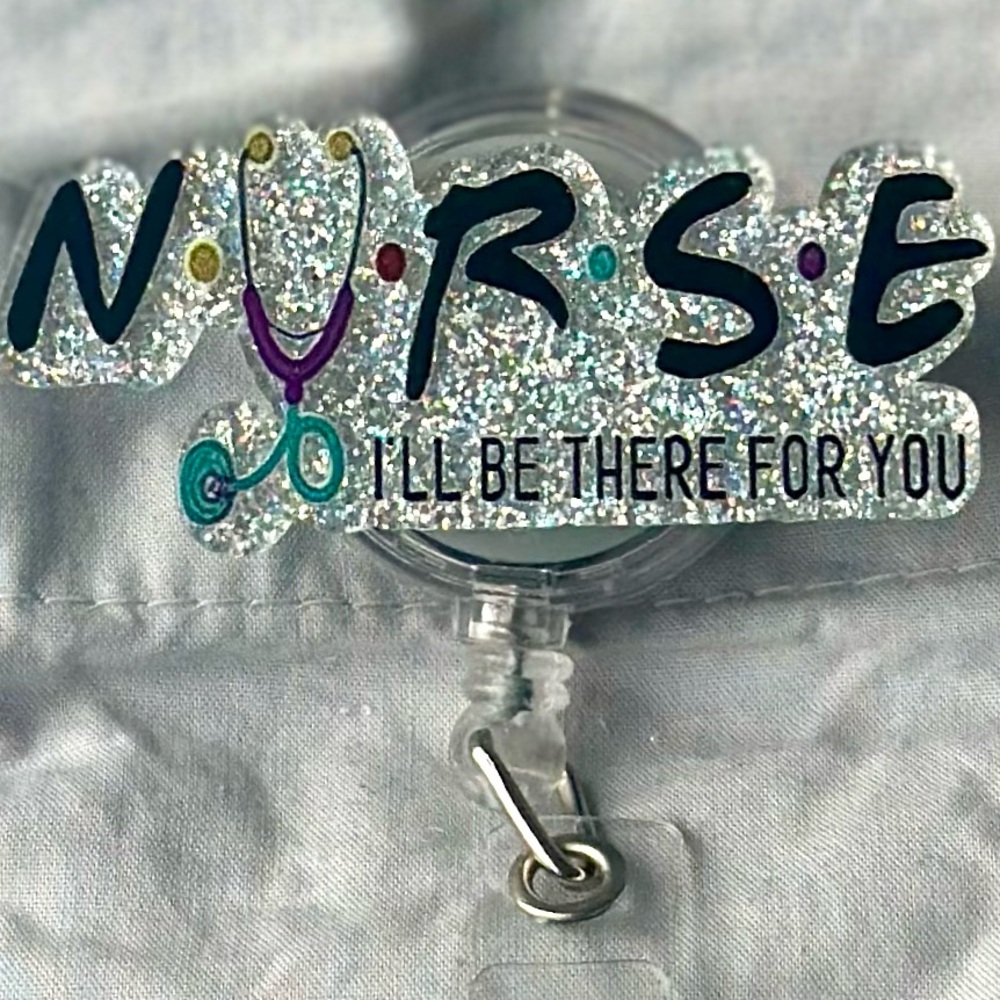 FRIENDS Glitter Nurse Badge Reel